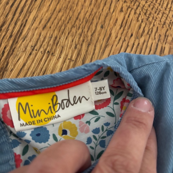 Mini Boden - Pale Blue  - Corduroy dress. Like new - size 7-8 - Picture 3 of 3